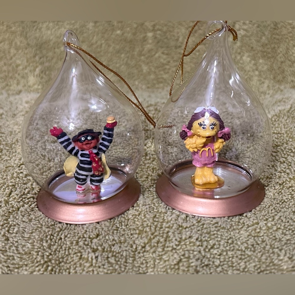 RARE Vintage MCDONALDS Hamburgler and Dawn Christmas Teardrop Ornaments - Picture 2 of 6